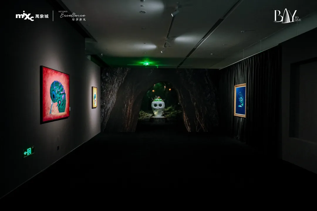 Cave entrance with sculptural installation